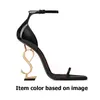 2024 Nuevas sandalias de diseñador Tacones altos Saint Laurents Luxurys Paris Vestido Clásicos Mujeres 10 cm Plataforma Tacón Slingback Oficina de oro Fondos de boda con tamaño de caja 35-41