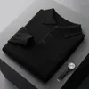 Polos masculinos suéter de lã pura polo pescoço três botões solto negócios casual médio grosso quente de manga comprida cashmere grande camisa de malha