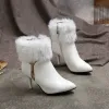 Boots Cresfimix Botas Femininas Women Fashion Plus Size White Stiletto Boots Lady Casual Black Spike Heel теплые зимние туфли A690