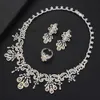 missvikki Elegant Shiny Flower Trendy Necklace Bangle Earrings Ring Luxury Nigerian Dubai Jewelry For Wedding Bridal Jewelry 240307