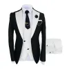 Costumes Nouveau costume pour hommes trois pièces Version coréenne modèle slim fit Banquet d'affaires hébergement vêtements Groomsman robe marié robe de mariée