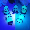 Glowing Panda Mini Figurines 3D Miniature Panda Fairy Garden Decoration Micro Landscape DIY Small Car Ornament