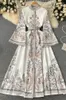 Sukienki swobodne Neploe Spring Kobiet Sukienkę Flear Single Bedeed Długie dama Vestidos 2024 French O-Neck Chicka z paskiem
