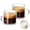 Wine Glasses 75ml 2pcs Espresso Glass Cup With Handle Measuring Milk Latte Jug Coffee Supplies Kitchen Mug Drinkware