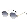 Sonnenbrille Trendy Gradient Frau Männer Sommer Randlose Sonnenbrille Oval Mode Marke Designer Shades Outdoor UV400
