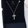 Collane con ciondolo Moda Credenza religiosa Croce Completa Zircone scintillante Decorativo Collana a catena in vero argento sterling 925 per donna