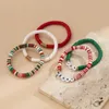Chain Trend New Colorful Letter Polymer Clay Bracelet for Women Girls Elastic Soft Pottery Handmade Wove Bangle BFF Christmas GiftsL24