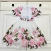 Robe de princesse pour bébé, survêtement, taille 90-150 CM, vêtements de marque pour enfants, t-shirt et jupe courte à imprimé floral pour filles, 24 mars, nouvelle collection