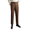 İtalyan tarzı Napoli takım elbise pantolon erkekler yüksek bel düz pantolonlar bahar sonbahar moda İngiltere iş rahat pantolon sokak kıyafetleri 240314