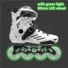 Chaussures LED 80 mm chaussures de patins pour rouleau en ligne FSK Slalom Skate Chaussures Blanc rouge bleu rose rose coloré flash 4 roues / 3 roue de roue brillance