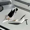 Dress Shoes Stiletto Heel Sandals Women Pumps Pointed Toe Metal Belt Elegant Office Summer Designer Slingback Heeled Female