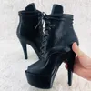 Dance Shoes Women 15CM/6inches PU Upper Plating Platform Sexy High Heels Ankle Boots Pole 15-013