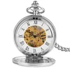 Conception simple double chasseur complet montre de poche mécanique pour femmes hommes Steampunk chaîne montres cadeau horloge Top marque de luxe reloj 240314