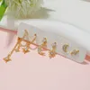 Design Gold Color Earrings Set for Women Fashion Zircon Star Moon Chain Piercing Dangle Earrings Jewelry Wholesale 240312