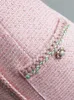 Robe rose Vintage française, tissage de haute qualité, T slim, jupe de soirée élégante, automne 240226