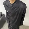 Chemises décontractées pour hommes Hommes chinois rétro brocart jacquard glands col montant lâche manches longues femmes robe blouses vêtements de cérémonie