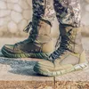 Fitness Shoes Men's Outdoor Tactical Boots High-top Suede Desert Combat Armygreen Spring And Autumn Ultralight Breathable Hiking