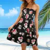 Casual Dresses Women Summer Fashion Off Shoulder Strapless ärmlös Tube Top Dress Soild Beach Coverup Flowy Midi Robe Femme
