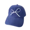 Visir Bow Embroidery Baseball Caps Simple Sports Justerbar Sun Hat Washed Cotton Spring Summer Visor Cap Women Girls