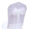 100 Pcs Organza Chair Sash Bow for Banquet Wedding Party Event Xmas Decoration Sheer Fabric Supply 18cm275cm 240307