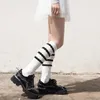 Women Socks Stripe Stockings Retro Lolita Thick Jk Mid-calf Solid Color Calf Girls