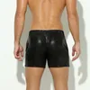 Men's Shorts Men Performance Solid Color Stage Show Performances Faux Leather With Elastic Waist For Sports