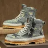 boots High Top Boots Denim Retro British Style Work Boots Men Motorcycle Boots Winter Shoes Military Boots