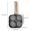 Pans 2024 4 Hole Omelet Pan for Burger Eggs Ham Pancake Maker Wooden Handle Pott Pot Bufff Breakfast