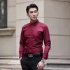 Herenoverhemden Kleding Zakelijk Heren Top Effen overhemd en blouse Formeel Rood Koreaanse stijl Hipster Slim Fit Origineel Casual Knoop Xxl