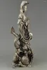 Dekorativa figurer Samling av Old China Miao Silver Dragon Carved Guanyin Bodhisattva Buddha Staty Decoration Metal Handikraft