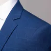 Blazer colete calças de luxo marca boutique xadrez casual terno negócios 3 pçs e 2 conjunto noivo vestido festa casamento jaqueta 240312