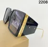 occhiali da sole da donna Occhiali di design di lusso oversize Square Metal Gold Frame mens Eyewear Mirror glass Lens con box7949533