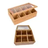 Bouteilles de rangement boîte à thé en bois divisée avec support de sac à bijoux en acrylique transparent pour comptoir de bureau, décoration de cuisine