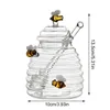 Storage Bottles Honey Jar With Dipper Stick And Lid Clear Glass Dispenser Household Large Bottle Container