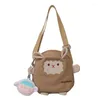 Shoulder Bags Cartoon Cute Canvas Small Bag For Women 2024 Summer INS Japanese Korean Commuter One Crossbody