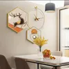 Zegar ścienny jadalnia dekoracyjny malarstwo sześciokątne wiszące stół kuchenne z zegara wysokiej jakości mural