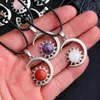 Anhänger Halsketten 10 Stück Mond und Sonne Naturstein Rosenquarz Tigerauge Amethyst Charms für Schmuckherstellung Schlüsselanhänger Halskette Großhandel