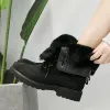 Stiefel Swyivy Schneestiefel Damen Schweinsleder Wedge Schuhe Frau 2019 Frauen Winterschuhe Lederstiefel für Frauen runde Zehenstiefel nähen