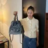 Cheap Wholesale Limited Clearance 50% Discount Handbag Celebrity Casual Temperament Denim Chain Drawstring Mouth Bucket Bag Light Luxury Backpack Shoulder Small