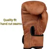 معدات واقية 8/10/12oz قفازات الملاكمة احترافية مقاومة للبلاغية مخطط ألوان خمر MMA Sanda Training Glove Training Gear YQ240318