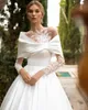 Vestidos de casamento de renda vintage, gola alta, mangas compridas, apliques, linha, vestido de noiva, lindo vestido de noiva, princesa, robe de mariee yd