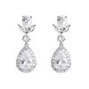 Headpieces Elegant Bridal Wedding Earrings For Bride Bridesmaids Cubic Zirconia Teardrop Drop Women's Formal Jewelry