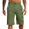 Shorts masculinos casuais com botão de cintura elástica para verão beachwear com perna reta ajuste clássico