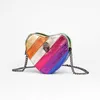 Chic Shoulder Bags Kurtg Love Designer Bag Contrasting Rainbow Splicing Chain Eagle Bird Head Womens Single Shoulder Crossbody Bags 240311