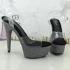 Dance Shoes Leecabe 15CM/6Inch Grey Materials Covered Platform Lady Party High Heels Pole