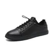 HBP Non-Brand Mens Quality Premium Genuine Leather Casual Walking Sneakers All Black Real Leather Shoes with Sock Lining