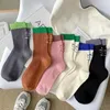Women Socks Candy Colored Solid Pile With Embroidered Letters On The Heel For Sports