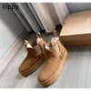 designers Half Platform Boots Designer Women Snow Boots Real Leather Thick Bottom Brown Slip-on Australia Plush Booties Winter Bottes EUR35-42 op