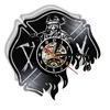 Horloges murales Fireman Silhouette Shadow Clock Fire Fighter Record Cadeaux Dept Art Décoratif