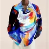 Men's Casual Shirts Fashion Shirt Lapel Graffiti Ink Painting 3D Printing Slim Outdoor Retro High Quality Material Top Large Size